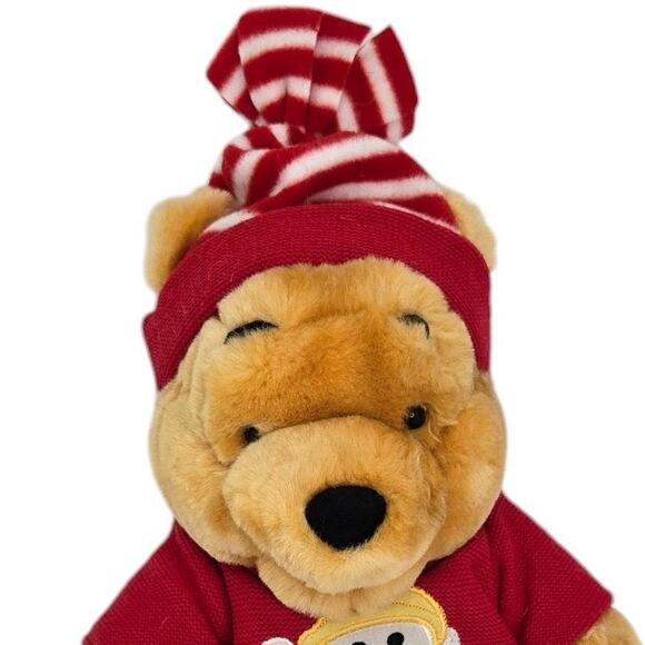 Disney Store Winnie the Pooh Plush 12" Snowman Sweater‎ Winter Hat Holiday - Picture 2 of 8